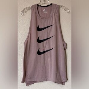 Nike Run Division Tailwind Tank Top Diffused Taupe Mauve Pink Triple Swoosh Sz M